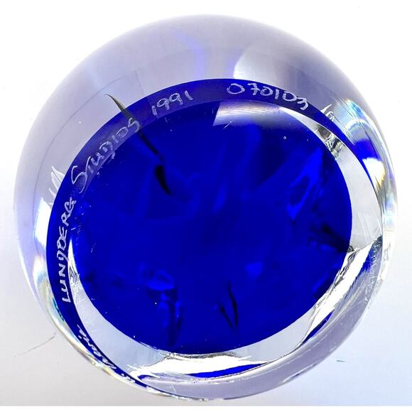 PAPERWEIGHT LUNDBERG STUDIOS DANIEL SALAZAR 1991 3.25" Magnum Rare Facetted - Picture 8 of 9